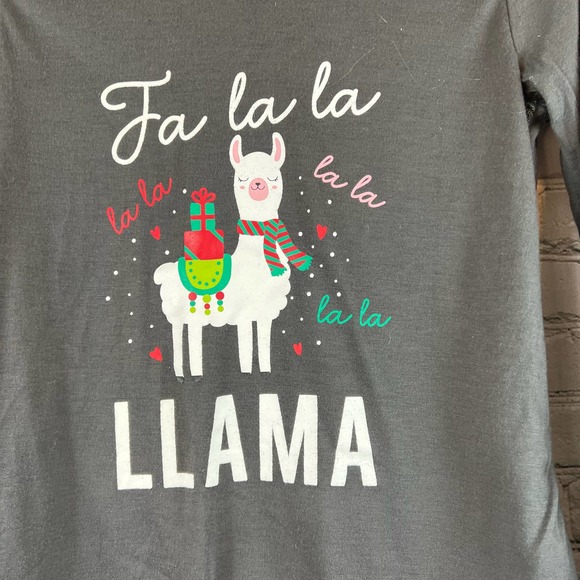 Christmas Llama Long Sleeve T Sleep Shirt - Picture 4 of 5